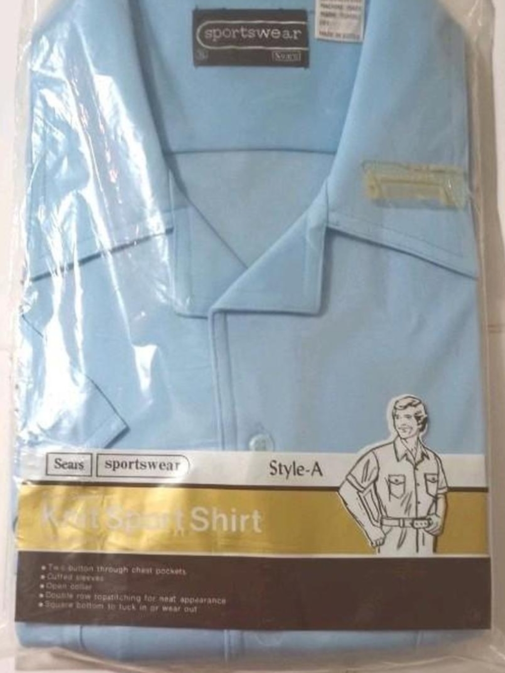 Sears Light Blue Short-Sleeve Vintage Casual Shirt In Original Package